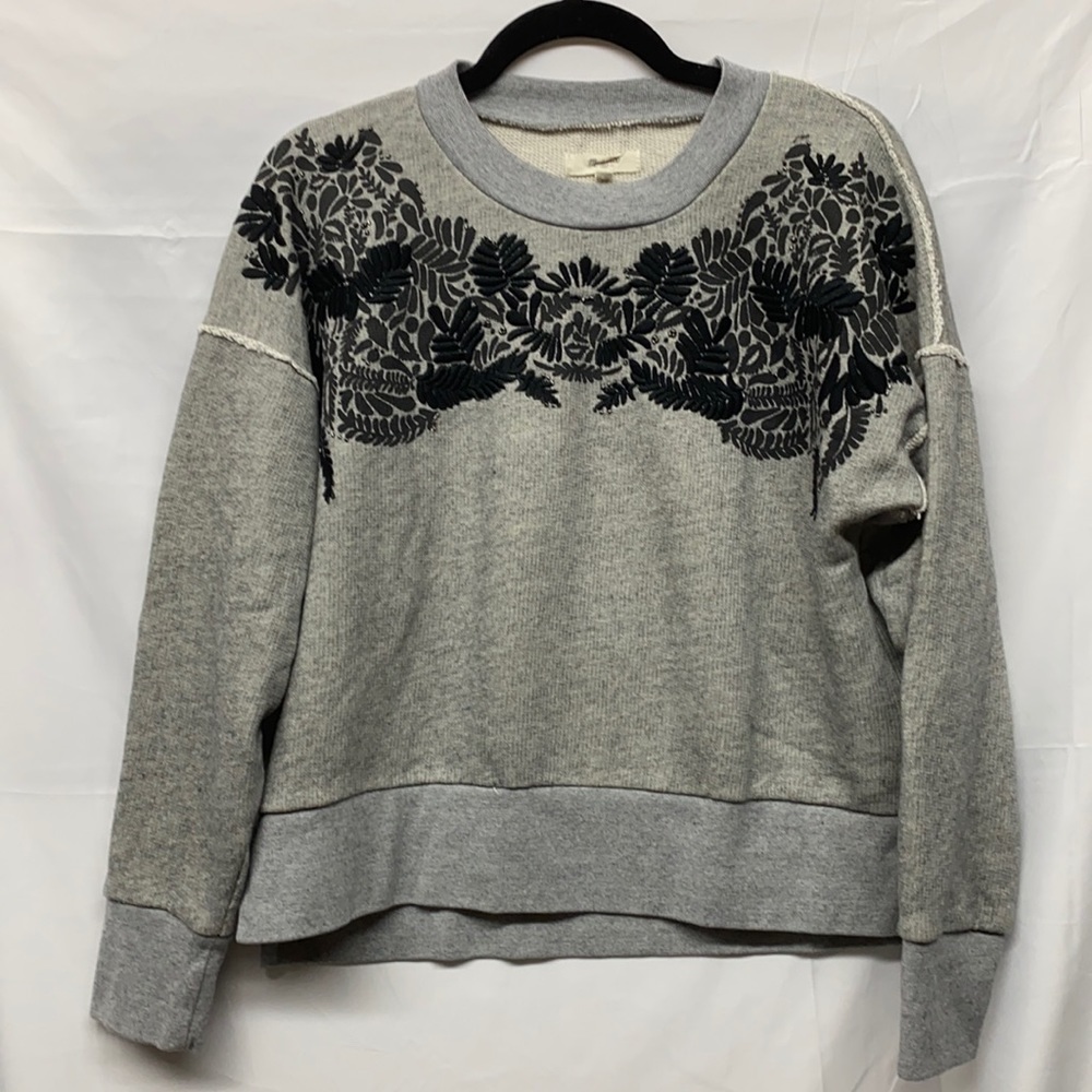 Madewell embroidered black flowers sweatshirt sml - Picture 1 of 4